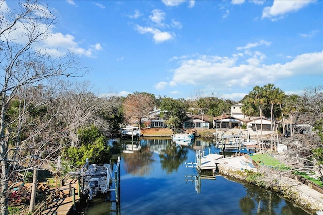 water view featuring a floating dock