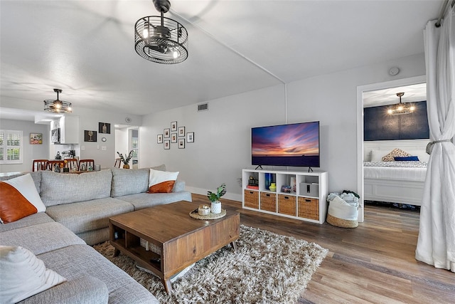 living room featuring hardwood / wood-style flooring