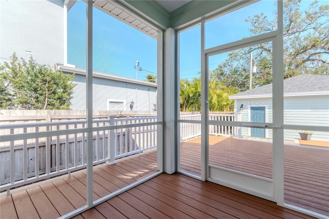 view of unfurnished sunroom