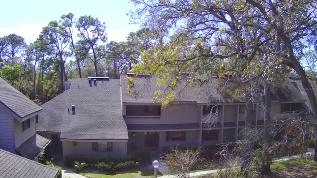 back of house featuring roof with shingles