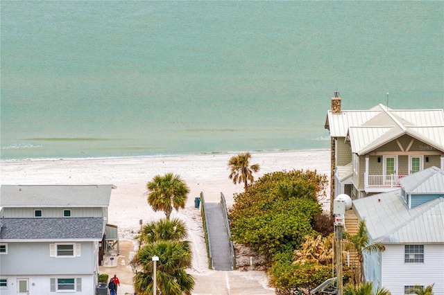 view of water feature with a view of the beach