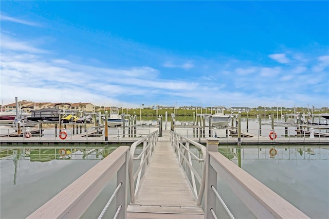 view of dock featuring a water view