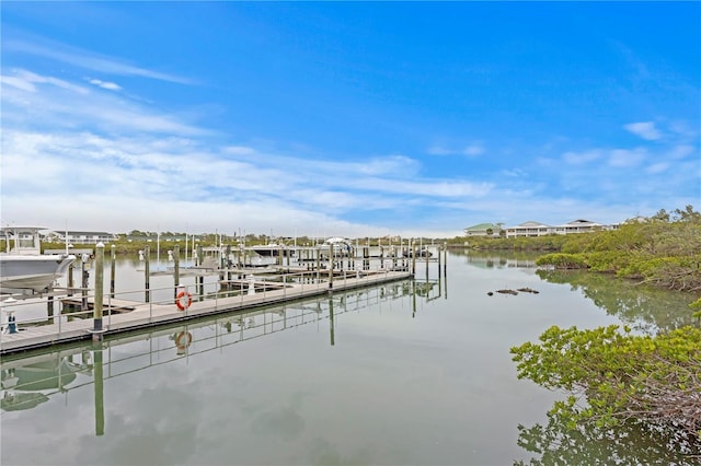 view of dock featuring a water view