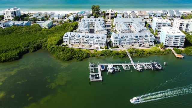 bird's eye view featuring a water view