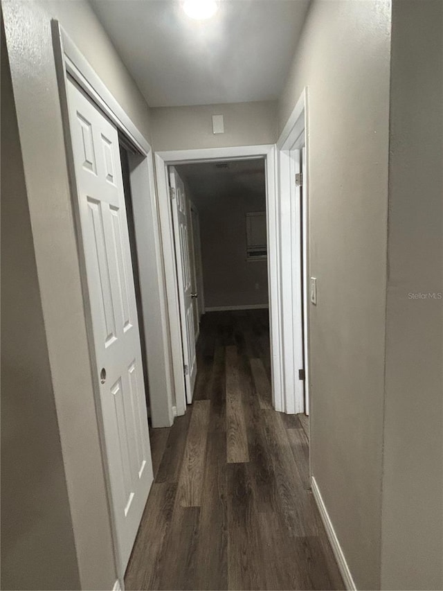 corridor with dark wood-type flooring