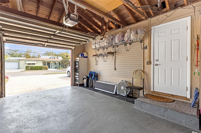 garage with a garage door opener