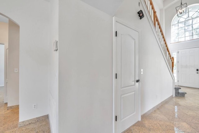 interior space with a notable chandelier