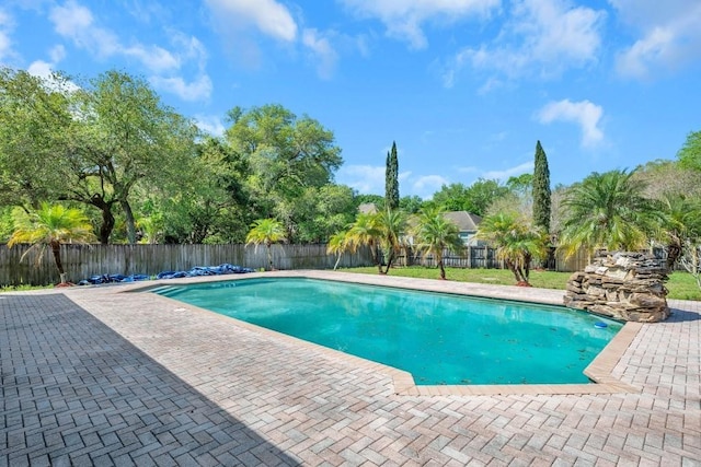 view of swimming pool with a patio