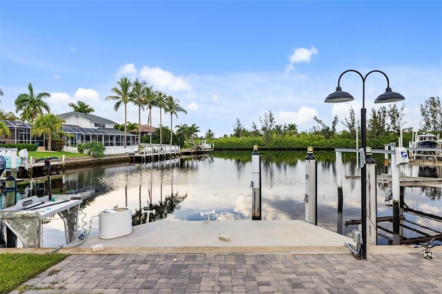 dock area featuring a water view