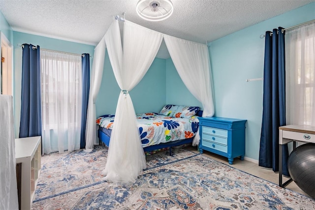 bedroom with a textured ceiling