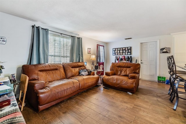 living room with light wood-type flooring