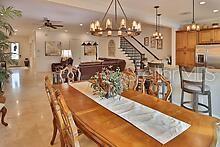 dining room featuring ceiling fan