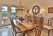 dining room with a chandelier