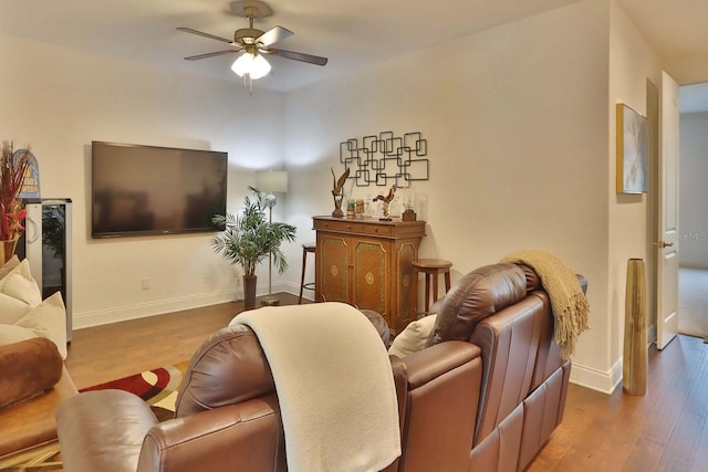 3222 W Empedrado St, Tampa, FL 33629 - living area featuring baseboards, ceiling fan, and wood finished floors