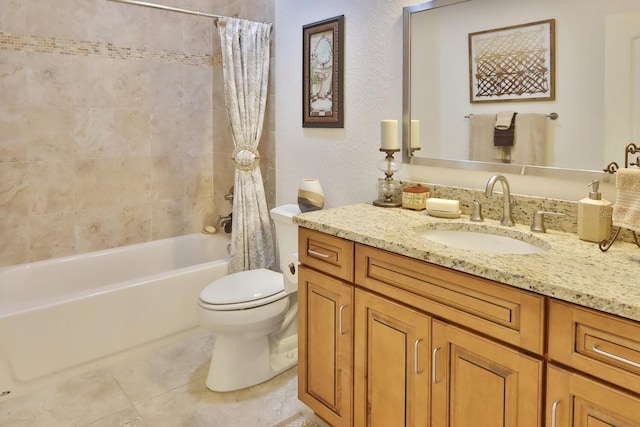 3222 W Empedrado St, Tampa, FL 33629 - full bathroom with shower / bath combo with shower curtain, toilet, tile patterned floors, and vanity