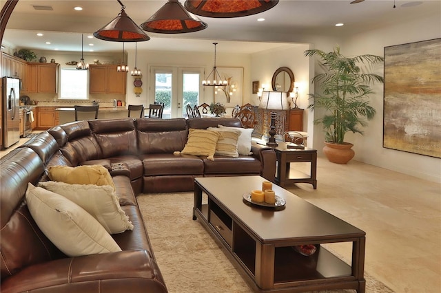 3222 W Empedrado St, Tampa, FL 33629 - living area with visible vents, recessed lighting, and a chandelier
