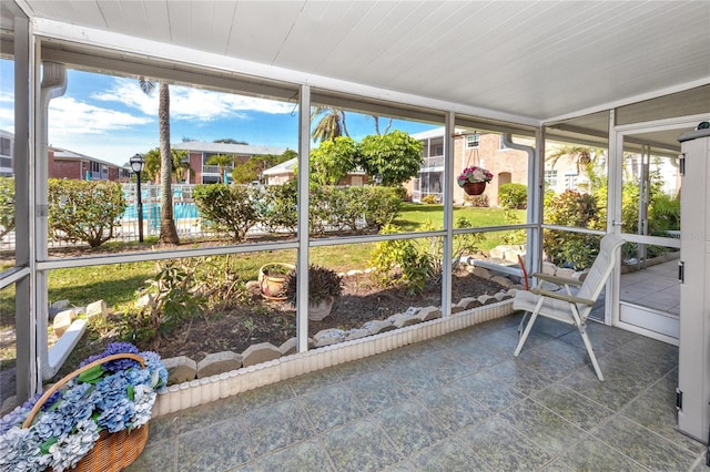 view of unfurnished sunroom