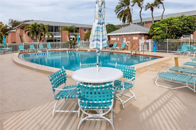 view of swimming pool with a patio