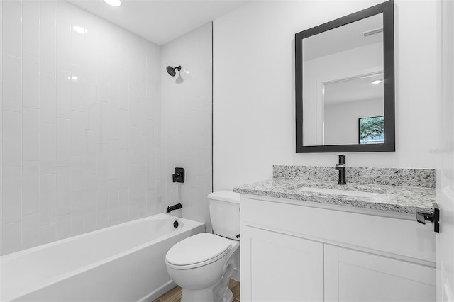 3418 Eagle Pass St, North Port, FL 34286 - bathroom featuring toilet, vanity, bathtub / shower combination, and visible vents