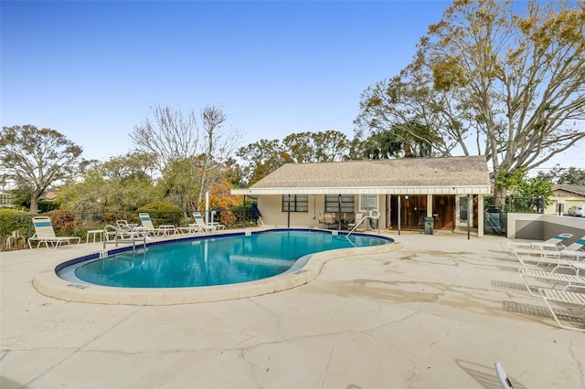 view of swimming pool with a patio