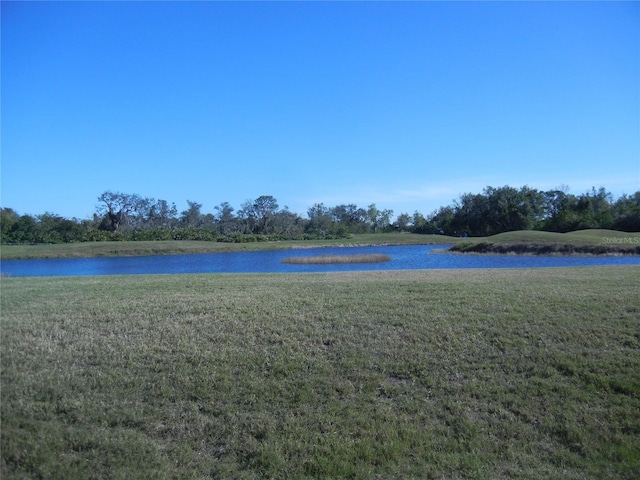 view of yard with a water view