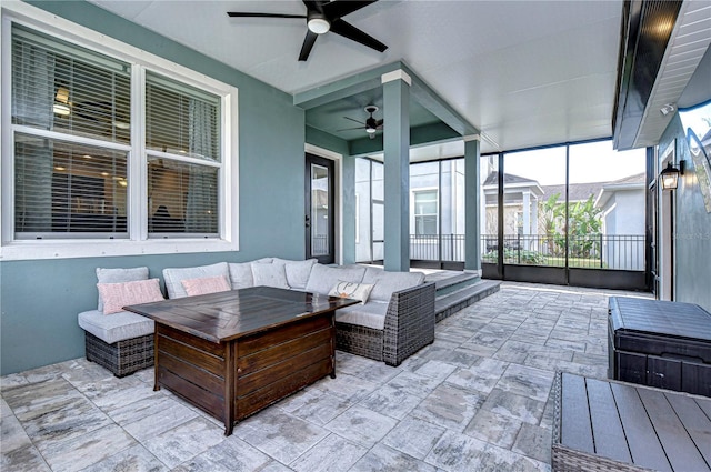 view of patio / terrace with outdoor lounge area and ceiling fan