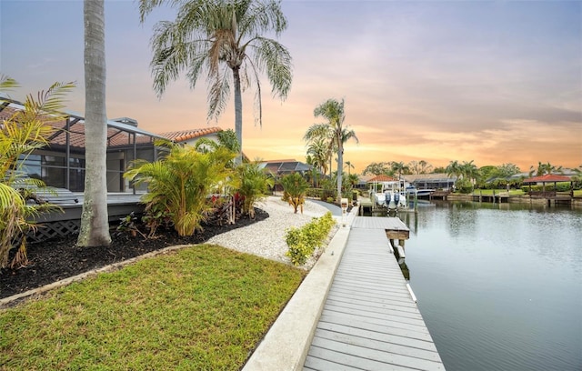 5809 Cruiser Way, Tampa, FL 33615 - dock with a water view, glass enclosure, and boat lift