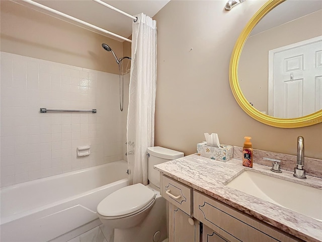 full bathroom with vanity, toilet, and shower / bath combo