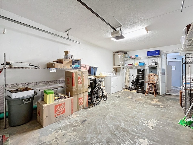 garage featuring a garage door opener and washing machine and clothes dryer