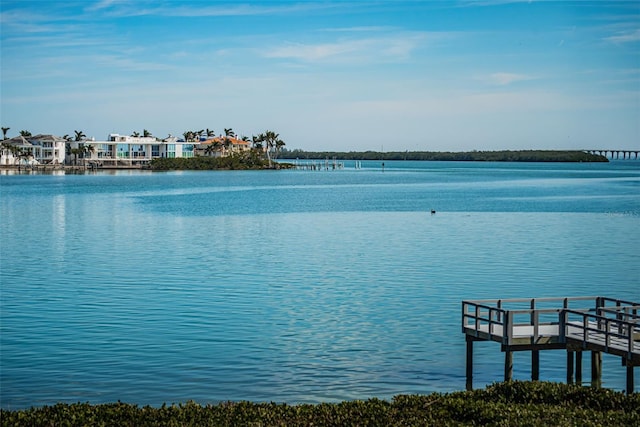 view of dock featuring a water view