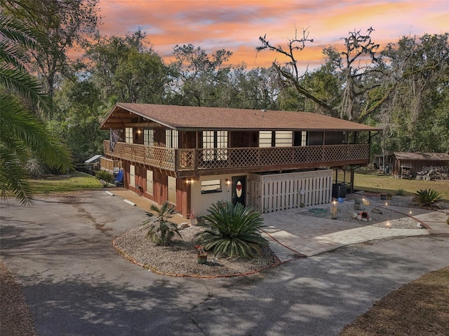 view of front of property with a garage