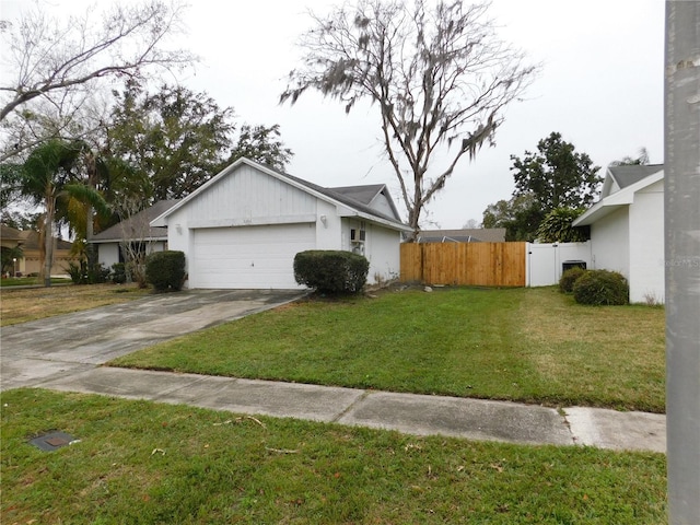 exterior space with a lawn and a garage