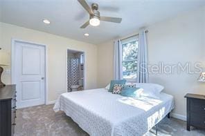 bedroom featuring ceiling fan