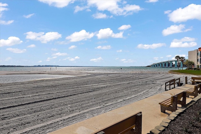 property view of water with a beach view