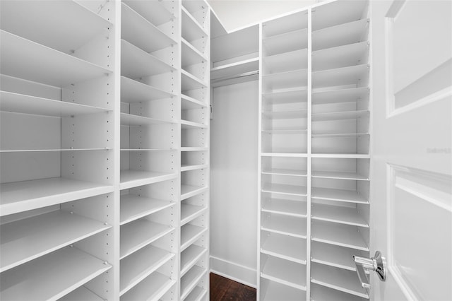 walk in closet featuring hardwood / wood-style flooring