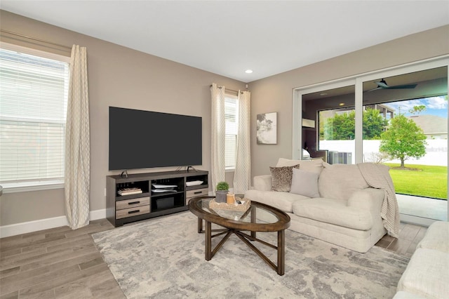 living room featuring light hardwood / wood-style flooring