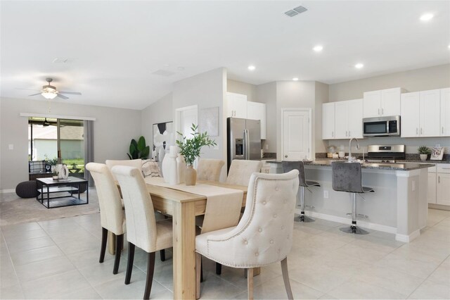 9805 Lemon Drop Loop, Sun City Center, FL 33573 - dining space featuring a ceiling fan, recessed lighting, and baseboards