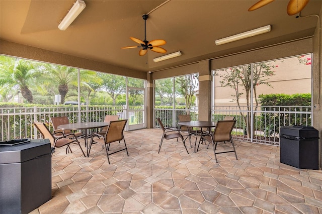 view of patio / terrace featuring ceiling fan