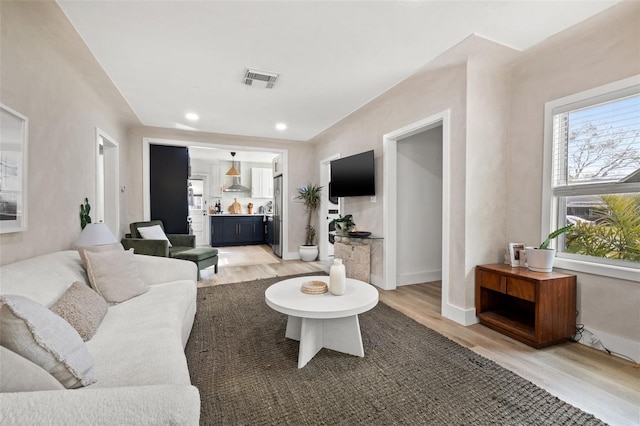 living room with hardwood / wood-style floors