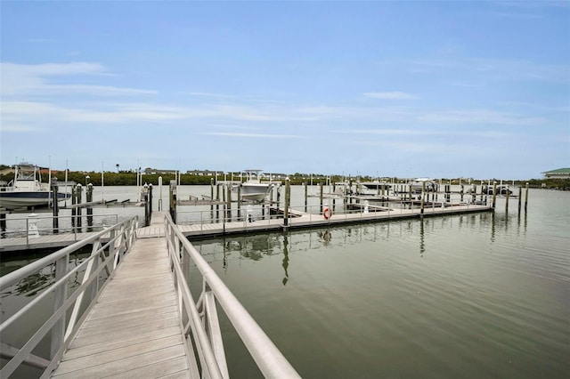 dock area featuring a water view