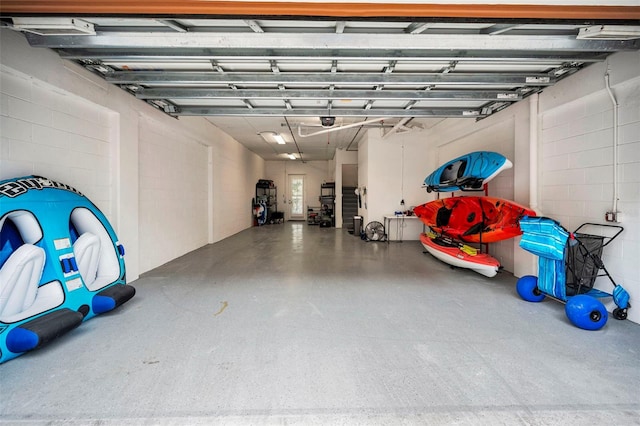 garage with a garage door opener