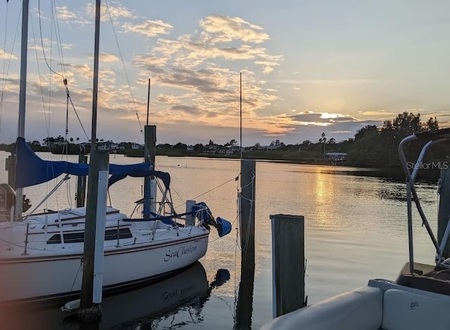 dock area featuring a water view