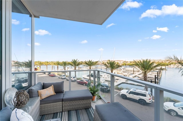 balcony with a water view