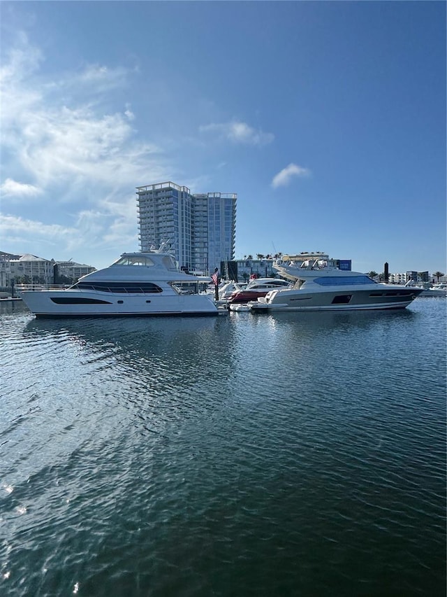 view of water feature featuring a dock