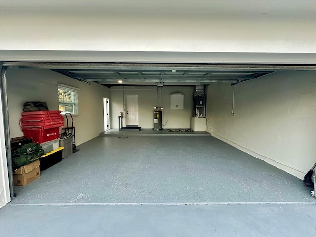 garage featuring electric water heater