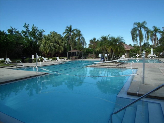 view of pool with a gazebo