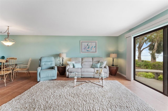 view of tiled living room