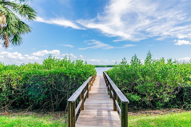 view of home's community with a water view