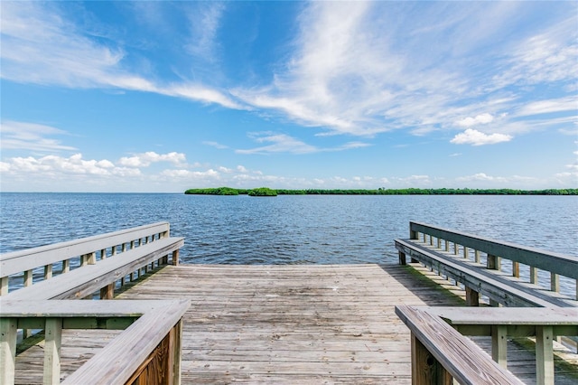 dock area featuring a water view