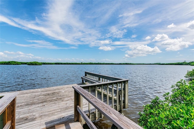 view of dock featuring a water view